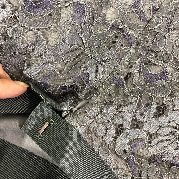 DKNY lace midi skirt below knee dusty purple 6 EUC - Picture 10 of 11